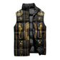 Egypt Cartouche Sleeveless Puffer Jacket Gold Pharaoh Hieroglyphics Patterns