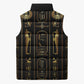 Egypt Cartouche Sleeveless Puffer Jacket Gold Pharaoh Hieroglyphics Patterns