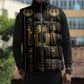 Egypt Cartouche Sleeveless Puffer Jacket Gold Pharaoh Hieroglyphics Patterns