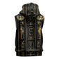 Egypt Cartouche Sleeveless Zip Hoodie Gold Pharaoh Hieroglyphics Patterns
