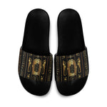 Egypt Cartouche Slide Sandals Gold Pharaoh Hieroglyphics Patterns