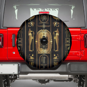 Egypt Cartouche Spare Tire Cover Gold Pharaoh Hieroglyphics Patterns