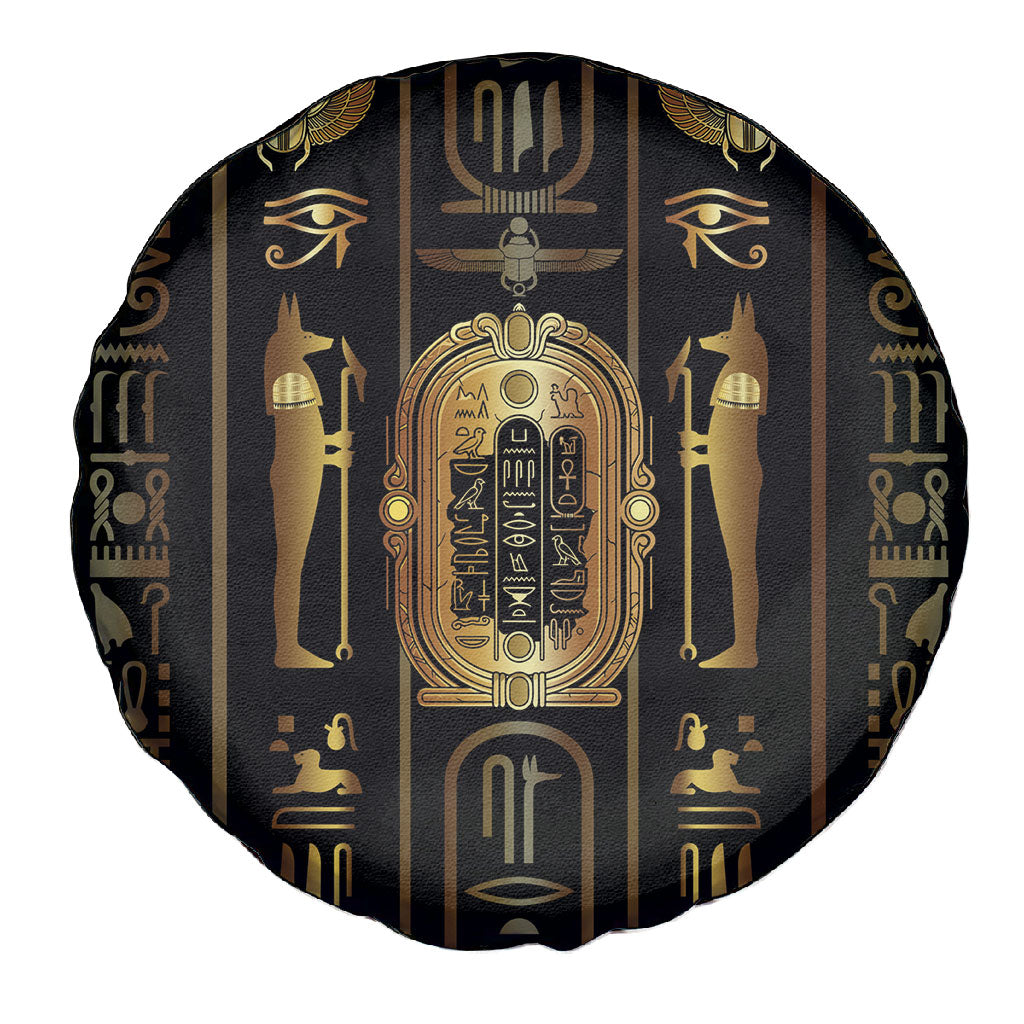 Egypt Cartouche Spare Tire Cover Gold Pharaoh Hieroglyphics Patterns