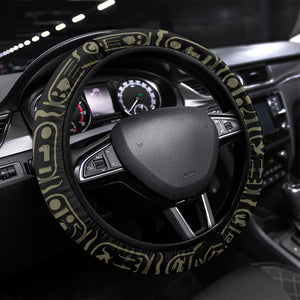 Egypt Cartouche Steering Wheel Cover Gold Pharaoh Hieroglyphics Patterns