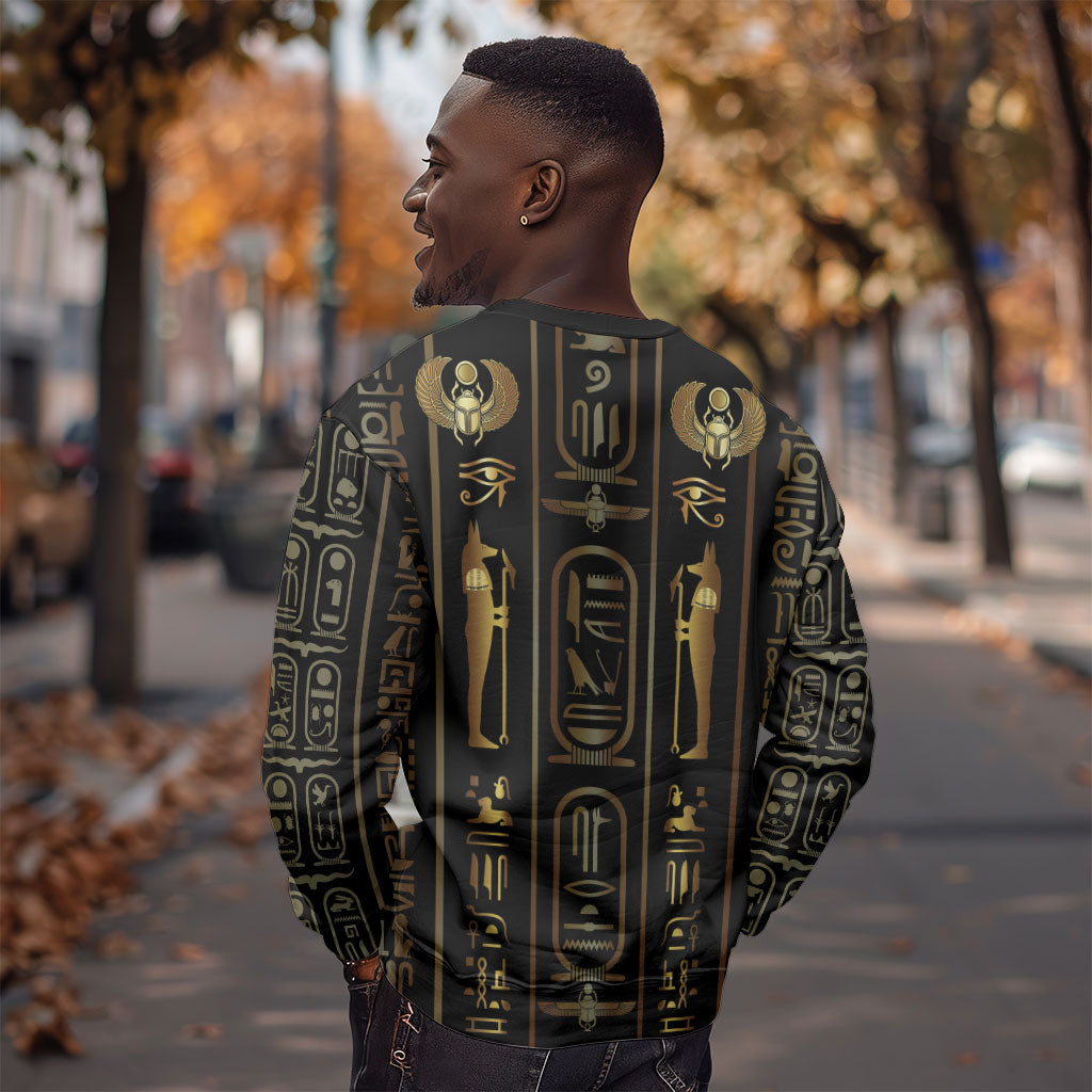 Egypt Cartouche Sweatshirt Gold Pharaoh Hieroglyphics Patterns