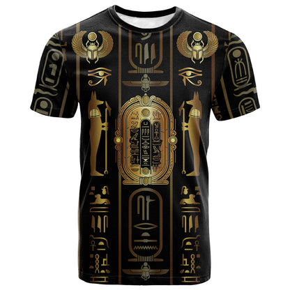 Egypt Cartouche T shirt Gold Pharaoh Hieroglyphics Patterns