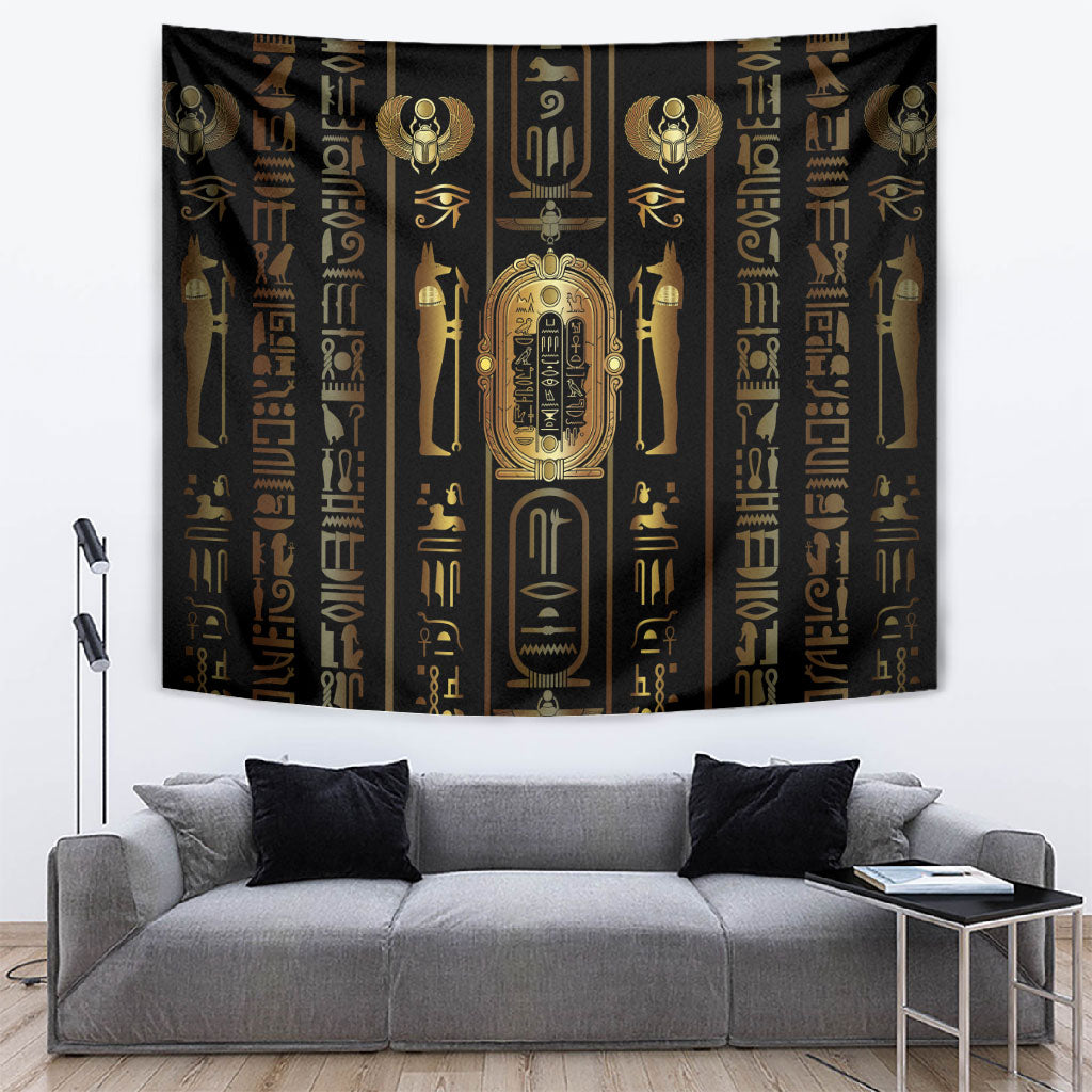 Egypt Cartouche Tapestry Gold Pharaoh Hieroglyphics Patterns