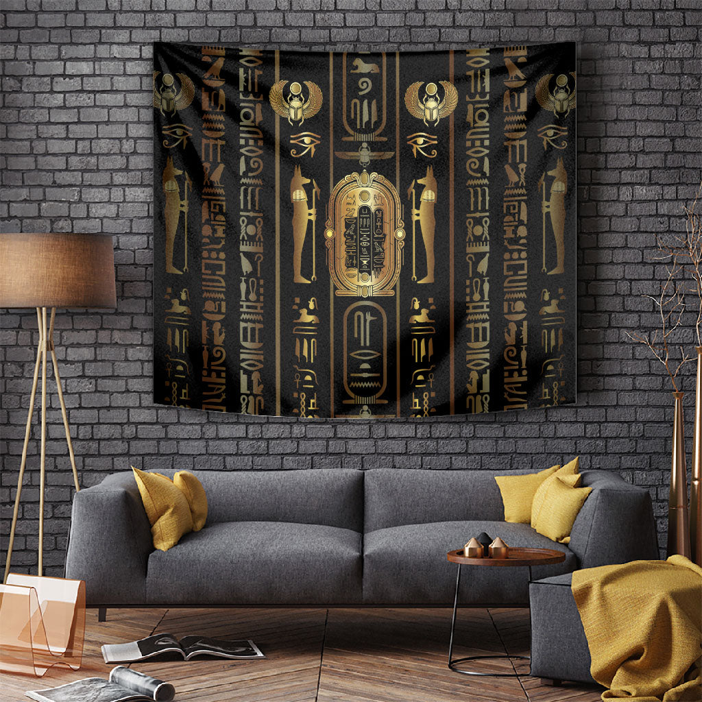 Egypt Cartouche Tapestry Gold Pharaoh Hieroglyphics Patterns