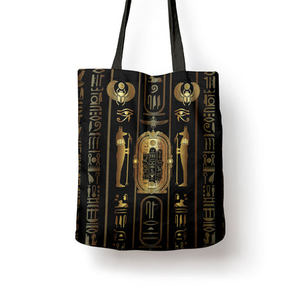 Egypt Cartouche Tote Bag Gold Pharaoh Hieroglyphics Patterns