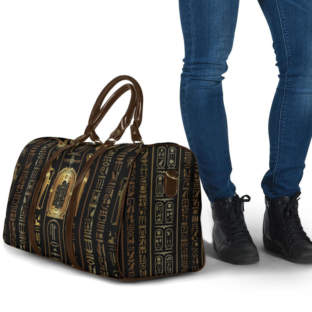 Egypt Cartouche Travel Bag Gold Pharaoh Hieroglyphics Patterns