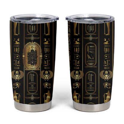 Egypt Cartouche Tumbler Cup Gold Pharaoh Hieroglyphics Patterns