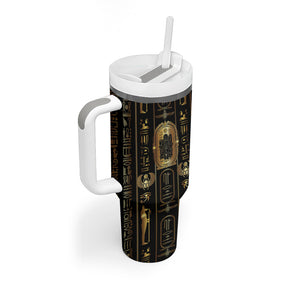 Egypt Cartouche Tumbler With Handle Gold Pharaoh Hieroglyphics Patterns