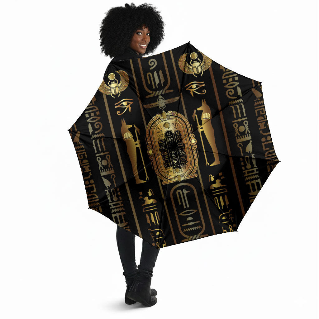 Egypt Cartouche Umbrella Gold Pharaoh Hieroglyphics Patterns