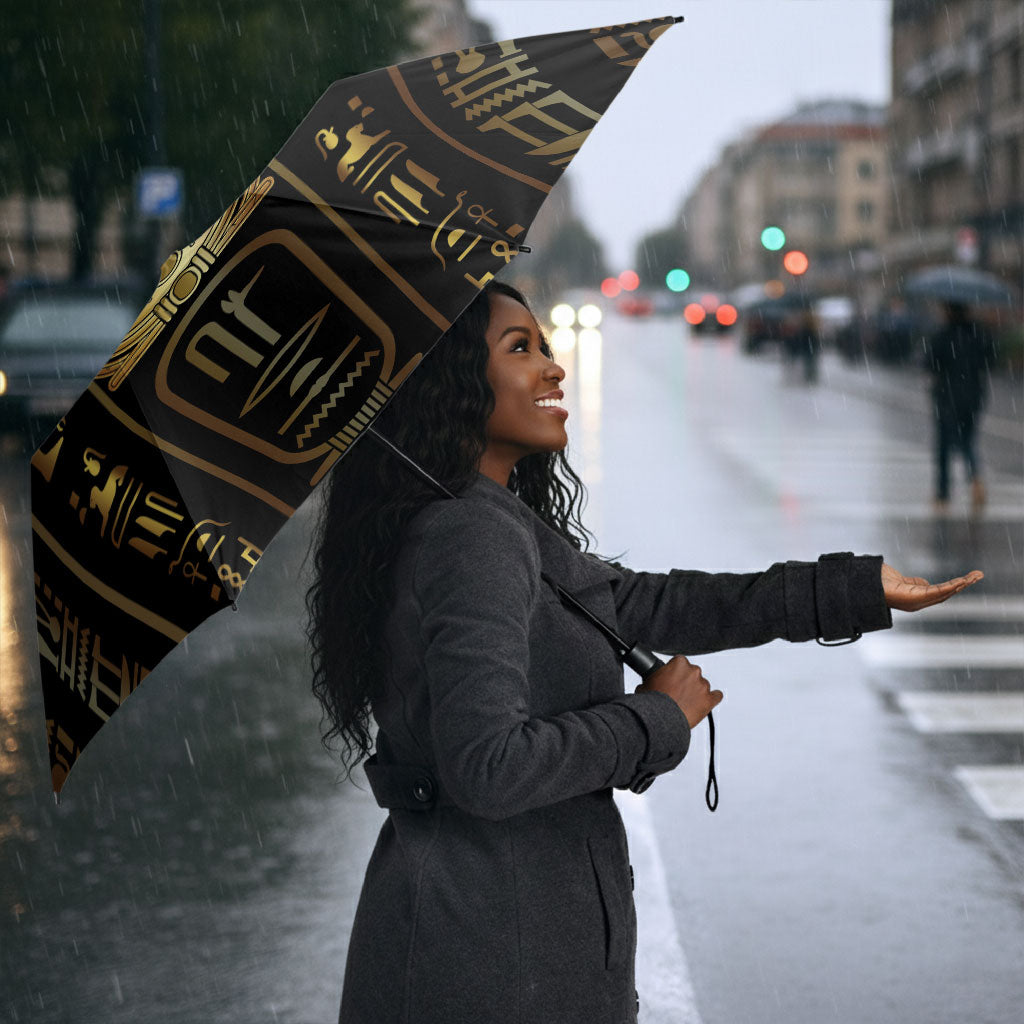 Egypt Cartouche Umbrella Gold Pharaoh Hieroglyphics Patterns