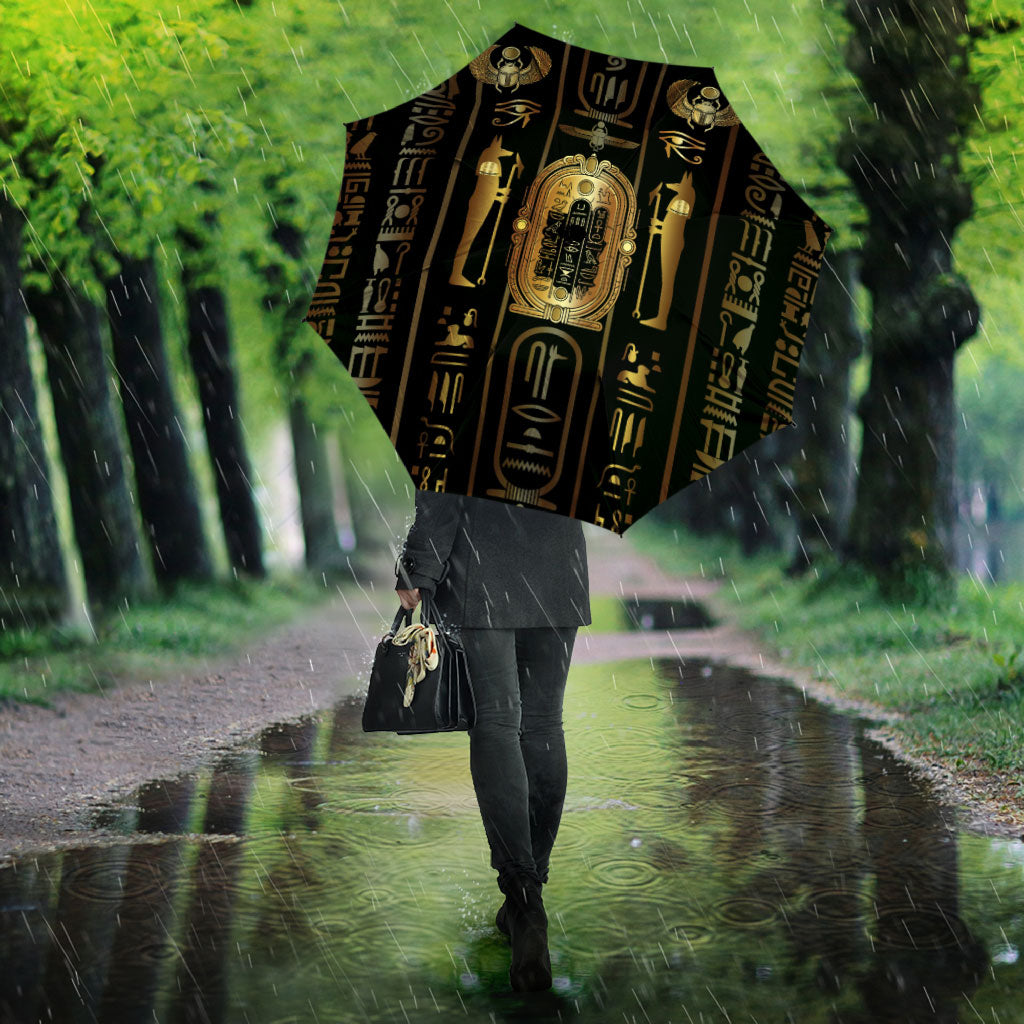 Egypt Cartouche Umbrella Gold Pharaoh Hieroglyphics Patterns