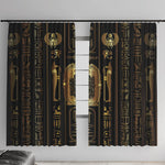 Egypt Cartouche Window Curtain Gold Pharaoh Hieroglyphics Patterns