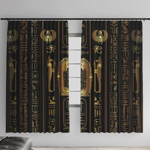 Egypt Cartouche Window Curtain Gold Pharaoh Hieroglyphics Patterns
