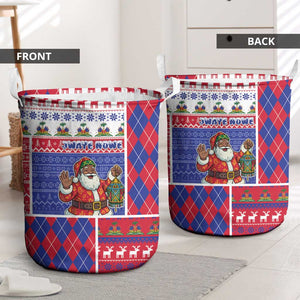 Haiti Christmas Laundry Basket Santa With Fanal Haitian Patchwork Style - African Pride