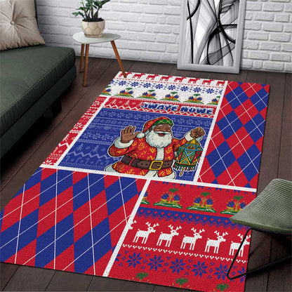 Haiti Christmas Area Rug Santa With Fanal Haitian Patchwork Style - African Pride