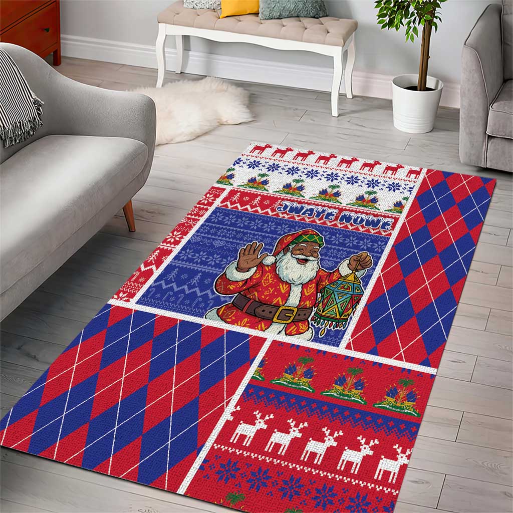 Haiti Christmas Area Rug Santa With Fanal Haitian Patchwork Style - African Pride