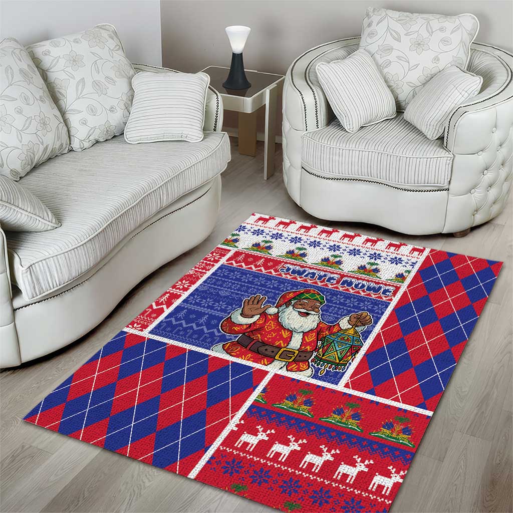 Haiti Christmas Area Rug Santa With Fanal Haitian Patchwork Style - African Pride