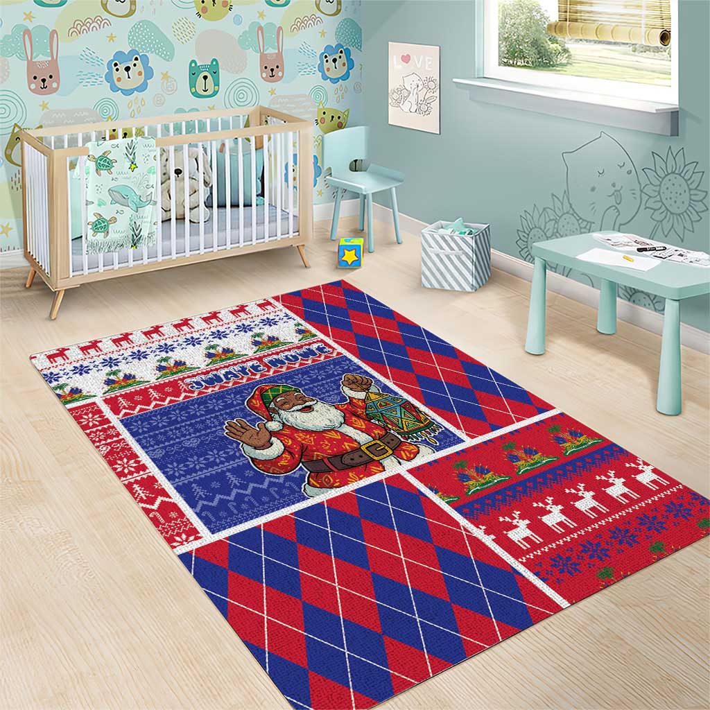 Haiti Christmas Area Rug Santa With Fanal Haitian Patchwork Style - African Pride