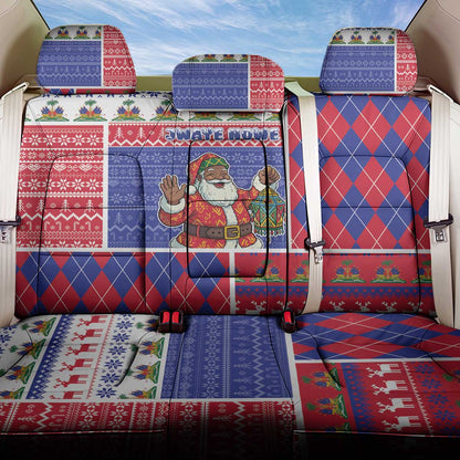 Haiti Christmas Back Car Seat Cover Santa With Fanal Haitian Patchwork Style - African Pride