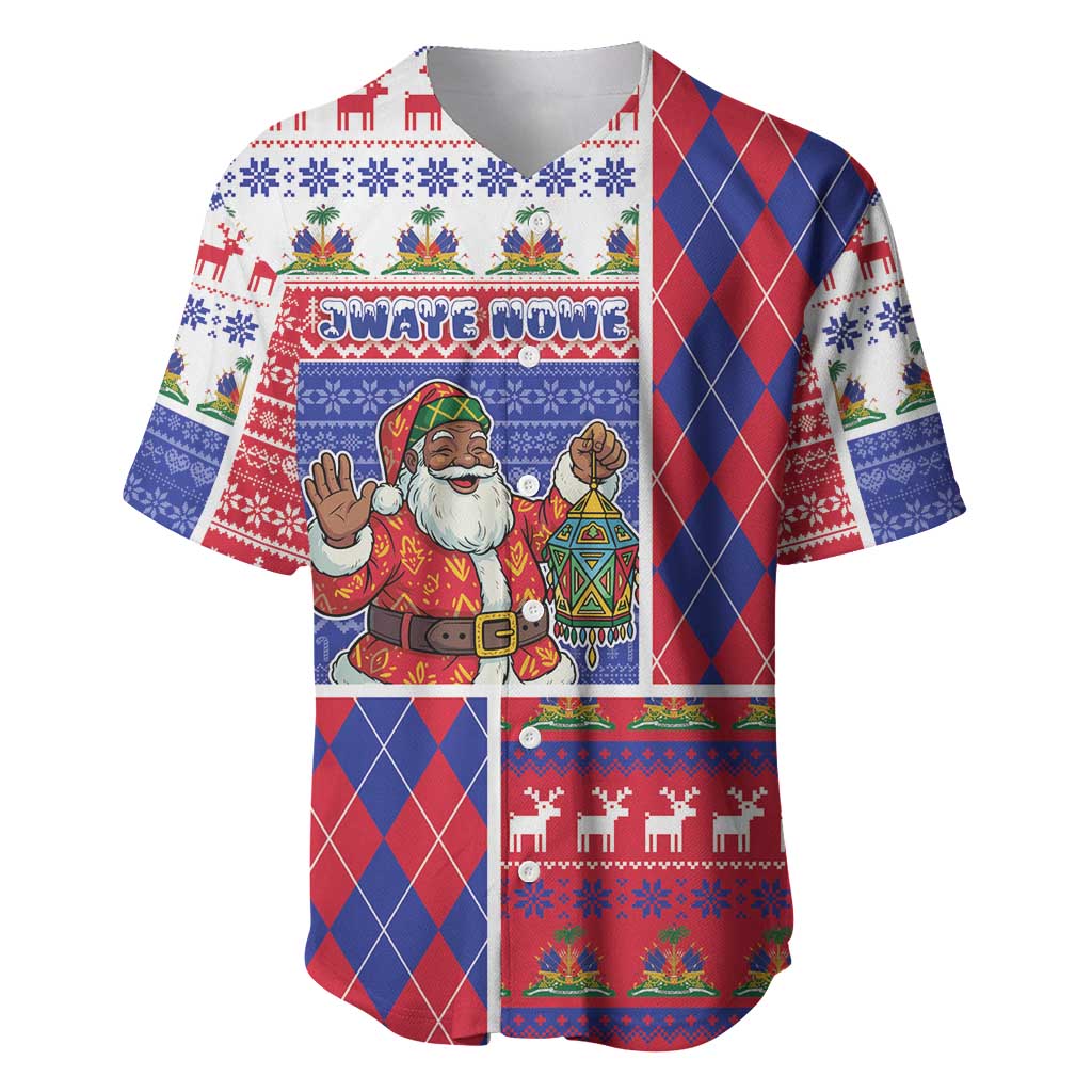 Haiti Christmas Baseball Jersey Santa With Fanal Haitian Patchwork Style DT05