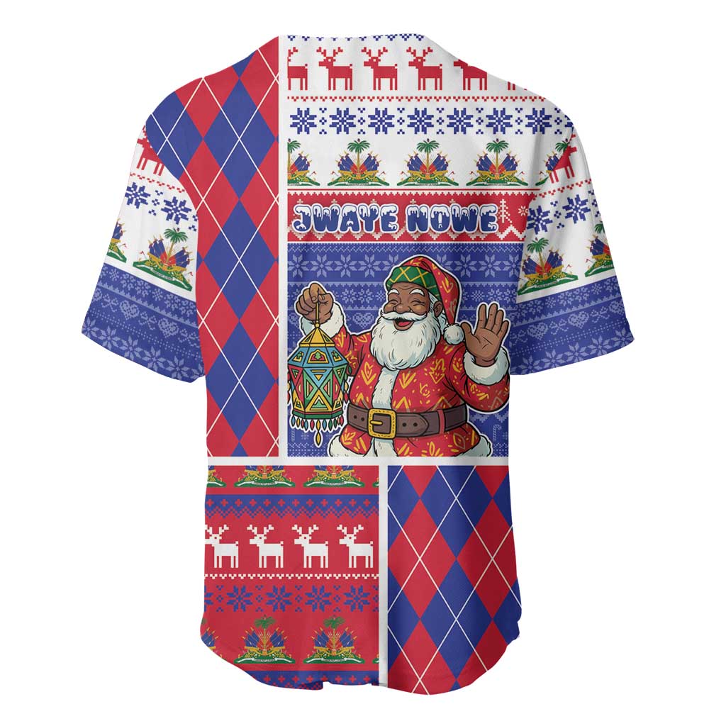 Haiti Christmas Baseball Jersey Santa With Fanal Haitian Patchwork Style DT05