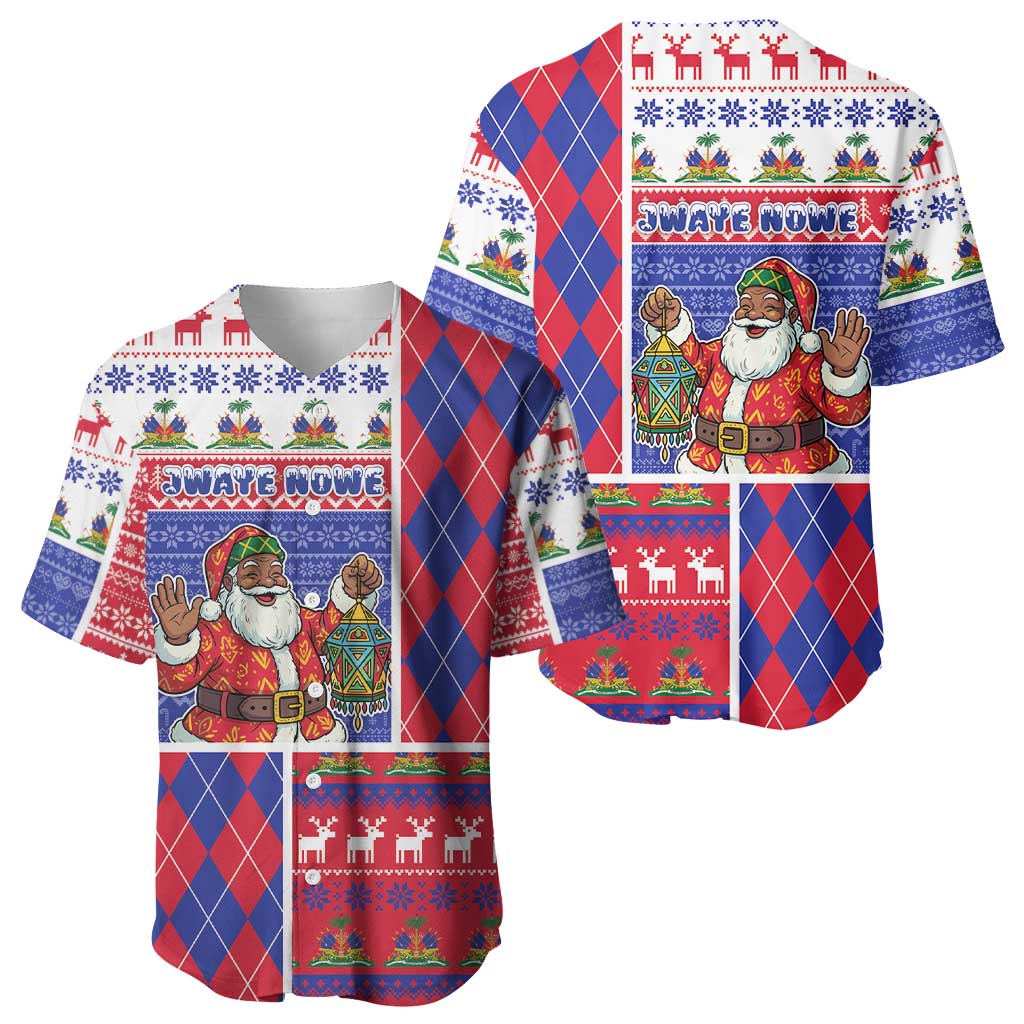Haiti Christmas Baseball Jersey Santa With Fanal Haitian Patchwork Style DT05