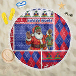 Haiti Christmas Beach Blanket Santa With Fanal Haitian Patchwork Style - African Pride