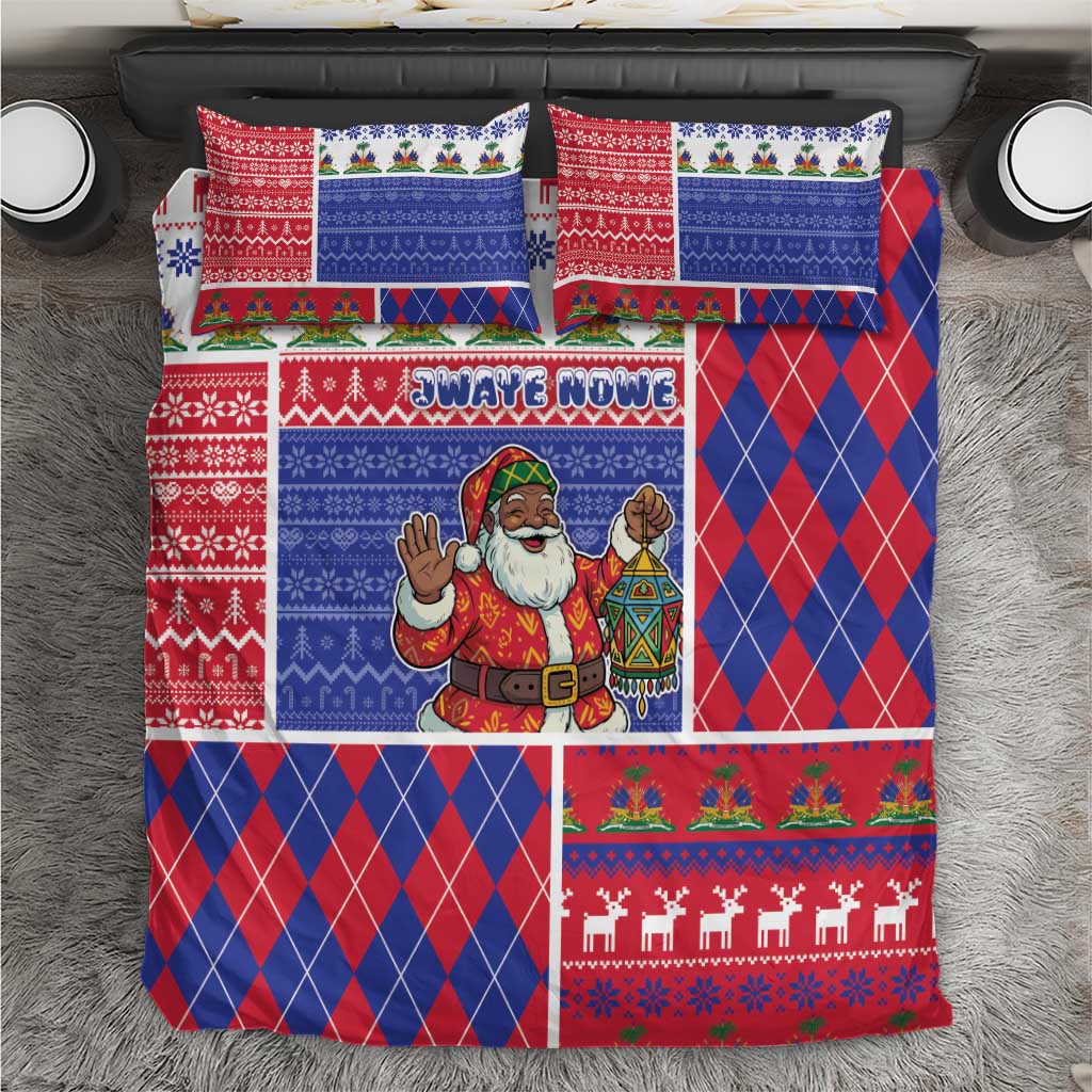 Haiti Christmas Bedding Set Santa With Fanal Haitian Patchwork Style - African Pride