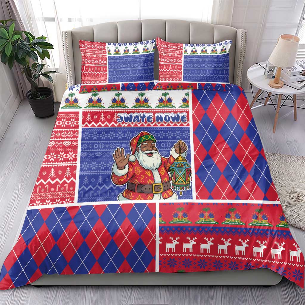Haiti Christmas Bedding Set Santa With Fanal Haitian Patchwork Style - African Pride
