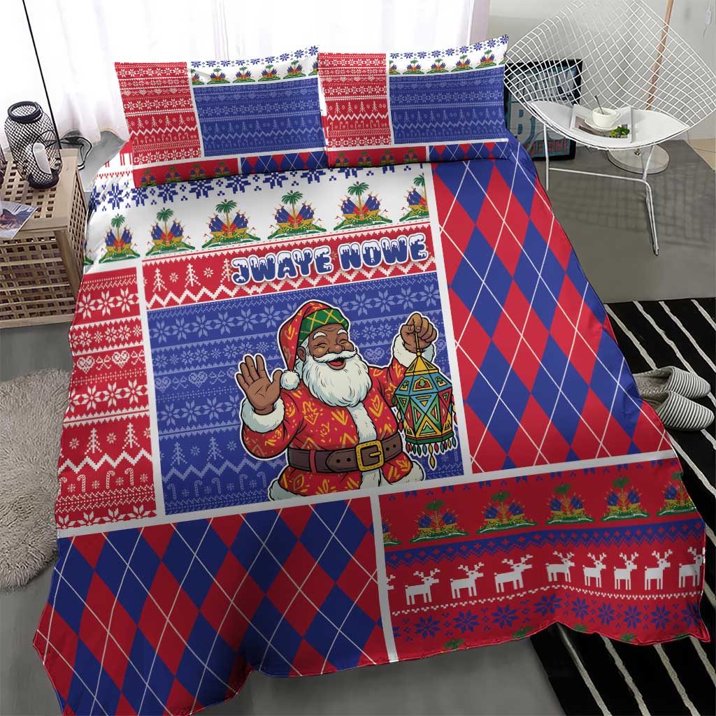 Haiti Christmas Bedding Set Santa With Fanal Haitian Patchwork Style - African Pride