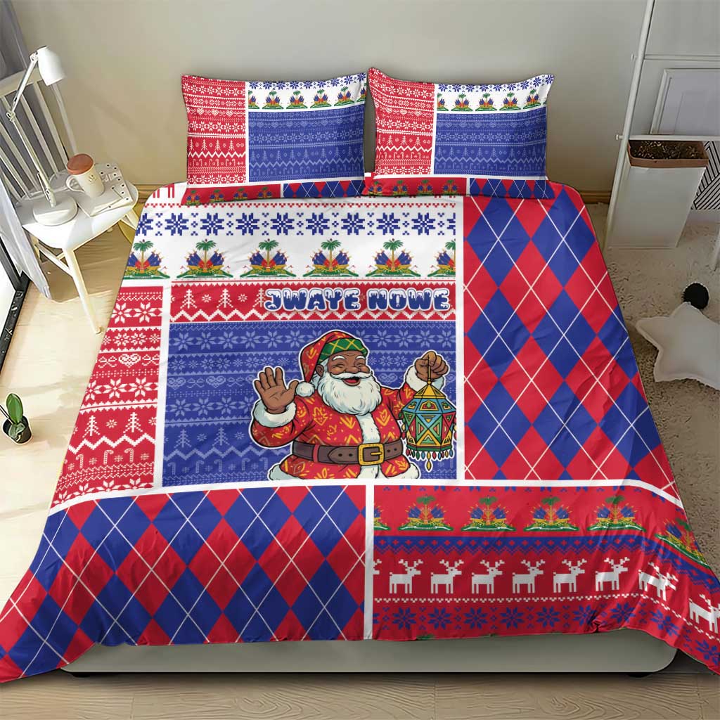 Haiti Christmas Bedding Set Santa With Fanal Haitian Patchwork Style - African Pride