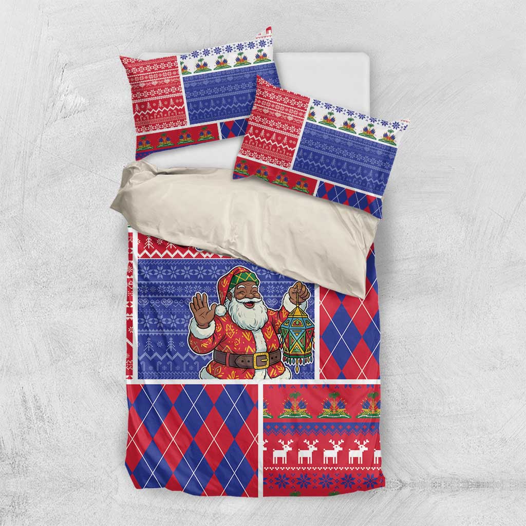 Haiti Christmas Bedding Set Santa With Fanal Haitian Patchwork Style - African Pride