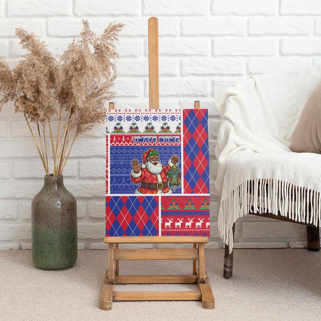 Haiti Christmas Canvas Wall Art Santa With Fanal Haitian Patchwork Style - African Pride