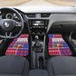Haiti Christmas Car Mats Santa With Fanal Haitian Patchwork Style - African Pride