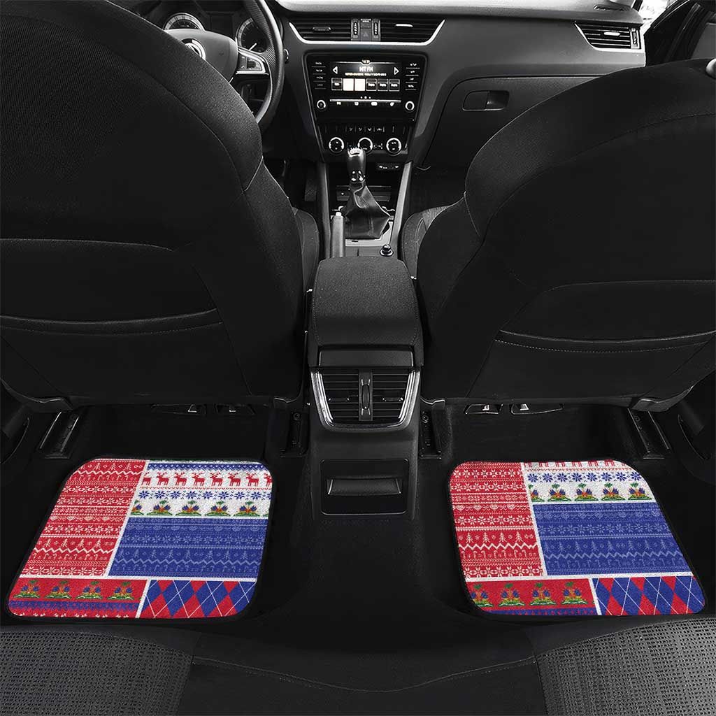 Haiti Christmas Car Mats Santa With Fanal Haitian Patchwork Style - African Pride