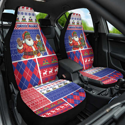 Haiti Christmas Car Seat Cover Santa With Fanal Haitian Patchwork Style - African Pride