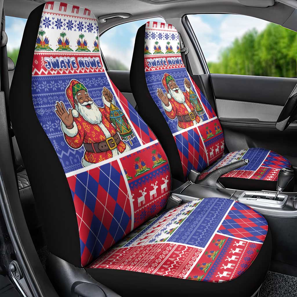 Haiti Christmas Car Seat Cover Santa With Fanal Haitian Patchwork Style - African Pride