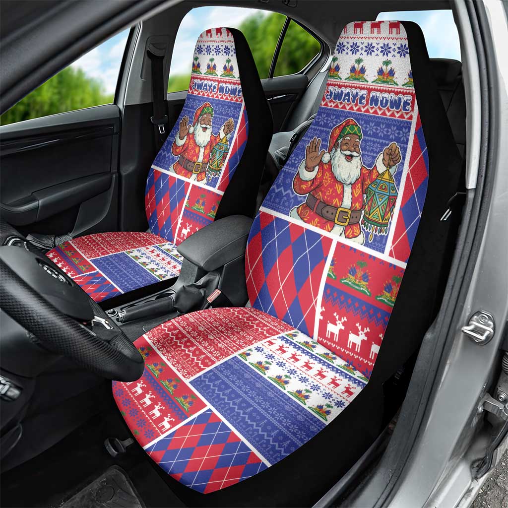 Haiti Christmas Car Seat Cover Santa With Fanal Haitian Patchwork Style - African Pride