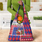 Haiti Christmas Grocery Bag Santa With Fanal Haitian Patchwork Style - African Pride