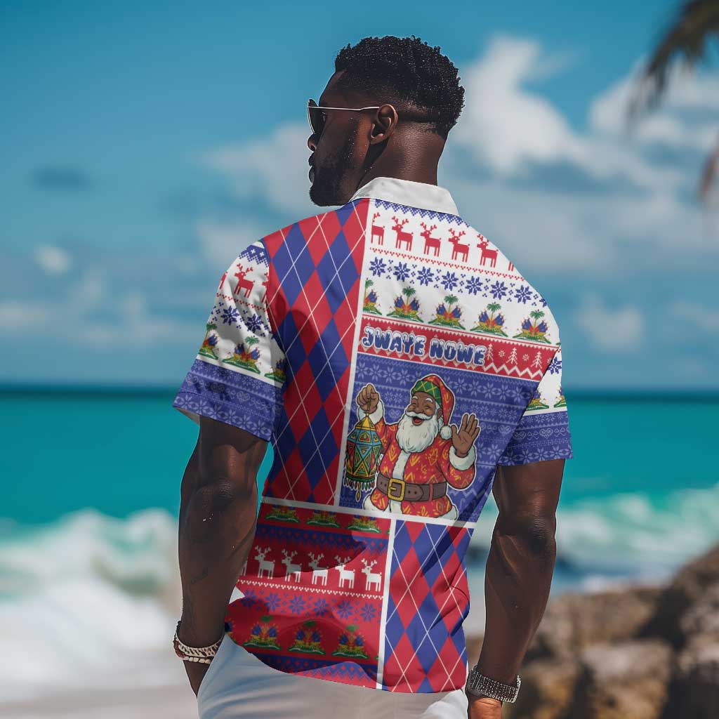 Haiti Christmas Hawaiian Shirt Santa With Fanal Haitian Patchwork Style DT05