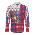 Haiti Christmas Long Sleeve Button Shirt Santa With Fanal Haitian Patchwork Style - African Pride