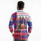 Haiti Christmas Long Sleeve Polo Shirt Santa With Fanal Haitian Patchwork Style - African Pride