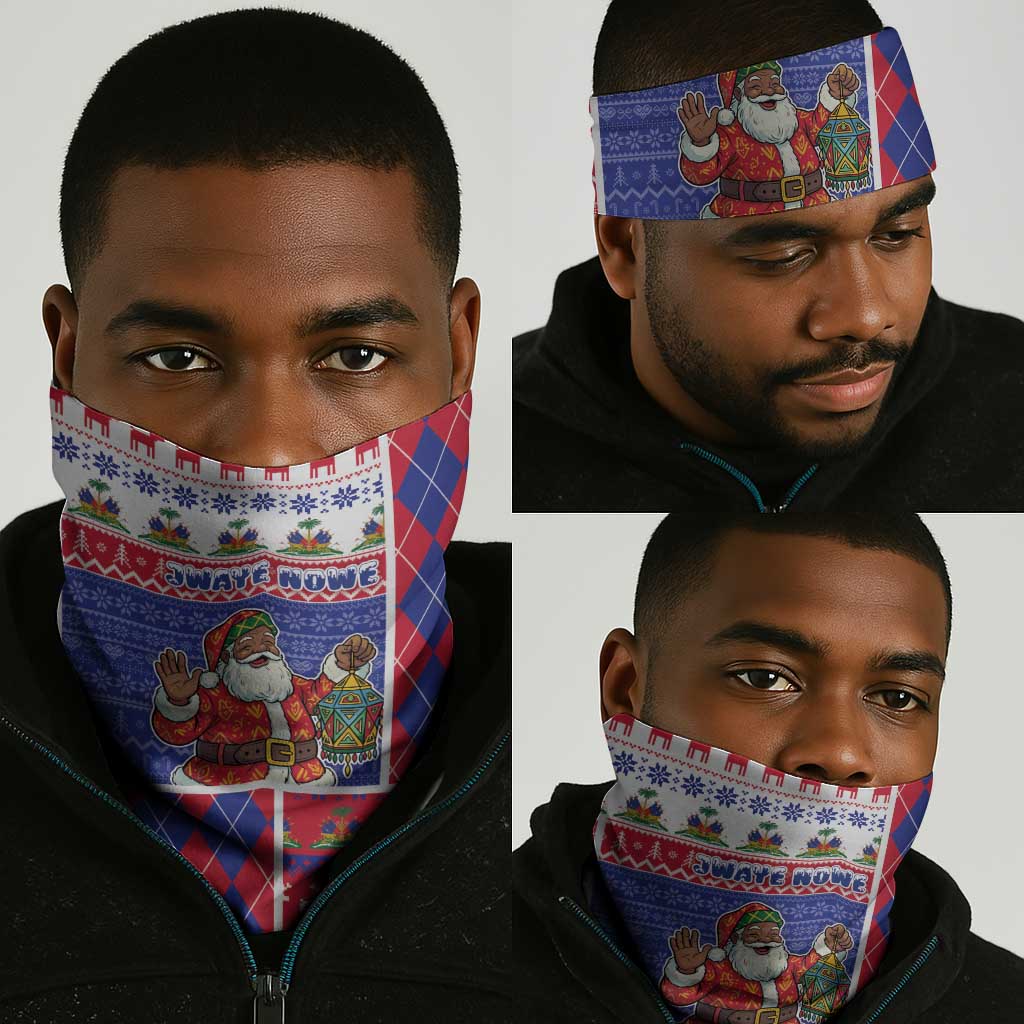 Haiti Christmas Neck Gaiter Santa With Fanal Haitian Patchwork Style - African Pride