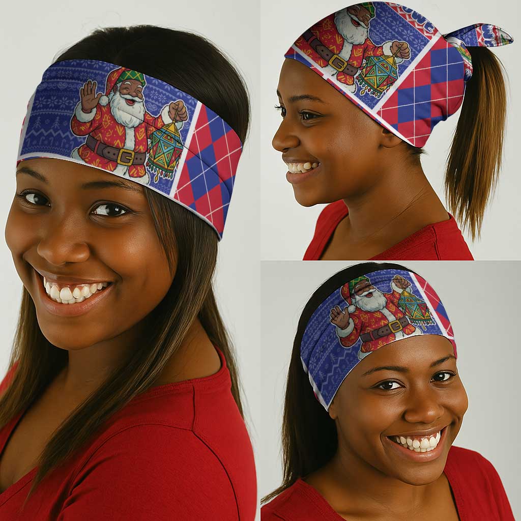 Haiti Christmas Neck Gaiter Santa With Fanal Haitian Patchwork Style - African Pride