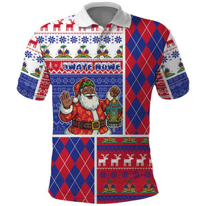 Haiti Christmas Polo Shirt Santa With Fanal Haitian Patchwork Style DT05