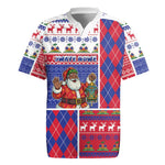Haiti Christmas Rugby Jersey Santa With Fanal Haitian Patchwork Style DT05